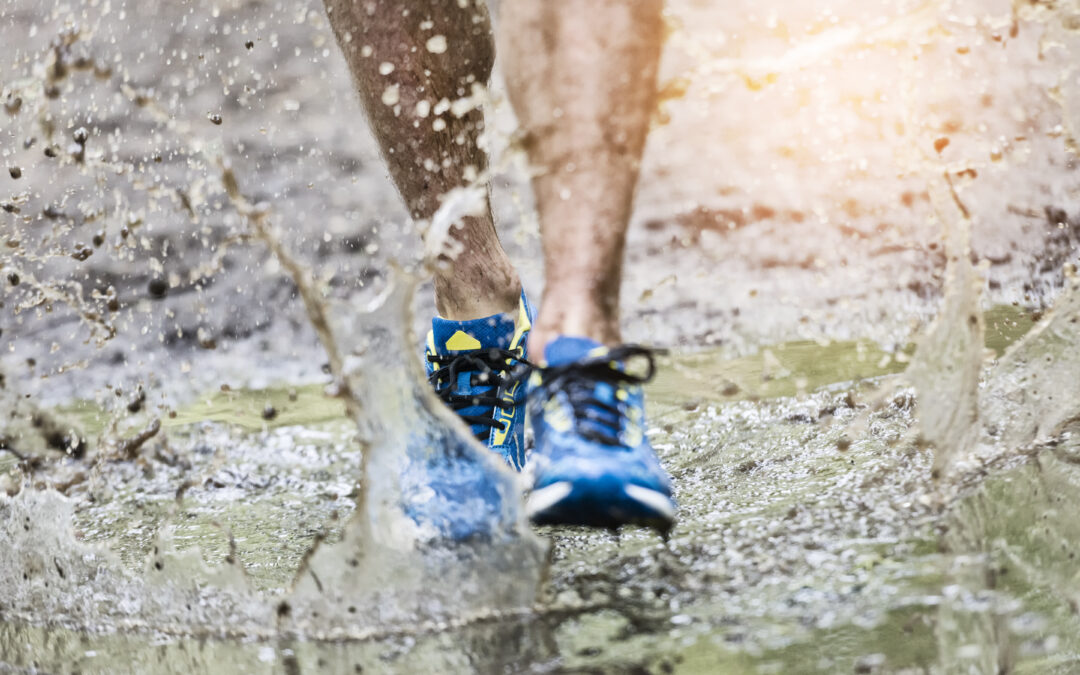 Running through a puddle